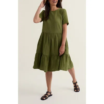 Seasalt Cornwall Pebble Comb Organic Cotton Double Gauze Dress In Green