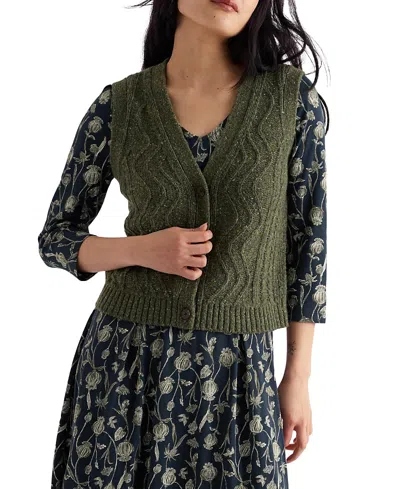 Seasalt Cornwall Pendouer V-neck Button Up Knitted Vest In Green