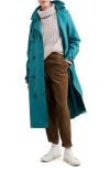 Seasalt Cornwall Penweathers Waterproof Trench Coat In Lake Blue Green