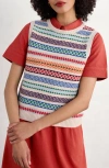 Seasalt Cornwall Percella Cove Fair Isle Merino Wool Blend Sweater Vest In Knit Abstraction Multi