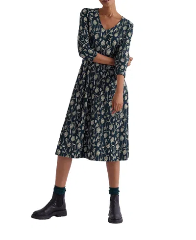 Seasalt Cornwall Pier View 3/4 Sleeve Dress In Blue