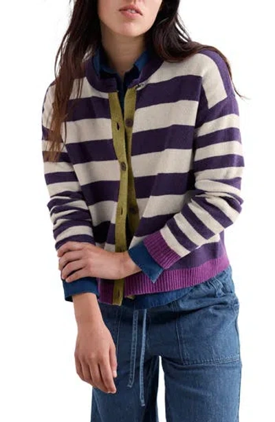 Seasalt Cornwall Pinwell Stripe Lambswool Blend Cardigan In Multi