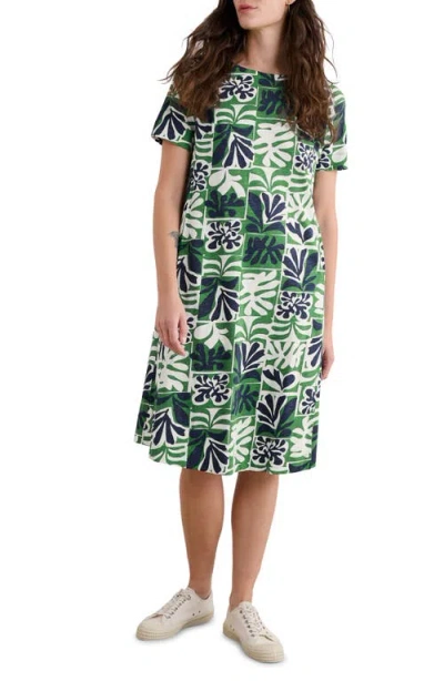 Seasalt Cornwall Pipers Short Sleeve Organic Cotton A-line Dress In Collage Seaweed Hedgerow