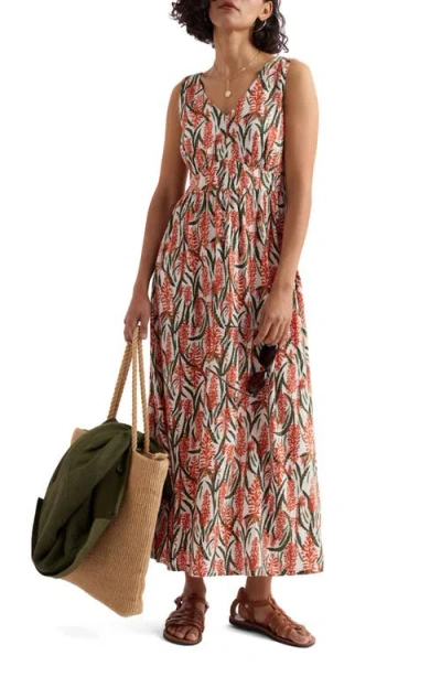 Seasalt Cornwall Polmanter Floral Sleeveless Organic Cotton Jersey Maxi Dress In Multi