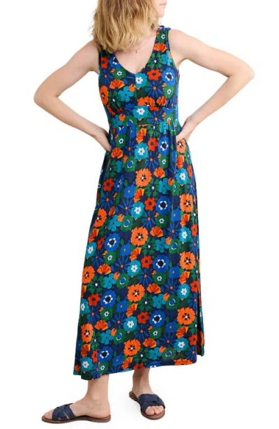 Seasalt Cornwall Polmanter Sleeveless Organic Cotton Jersey Maxi Dress In Blue