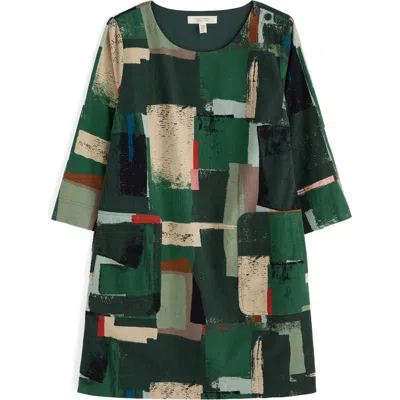Seasalt Cornwall Port Gaverne Abstract Print Organic Cotton Pincord Tunic In Green