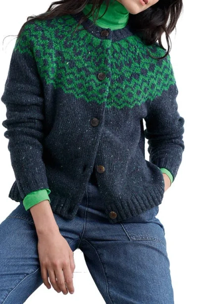 Seasalt Cornwall Port Kinnis Fair Isle Merino Wool Blend Cardigan In Multi