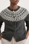 Seasalt Cornwall Port Kinnis Fair Isle Merino Wool Blend Cardigan In Black