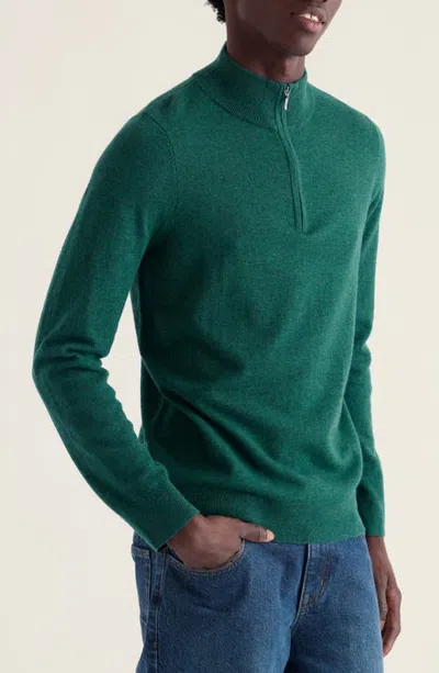 Seasalt Cornwall Prow Quarter Zip Merino Wool Blend Sweater In Thicket