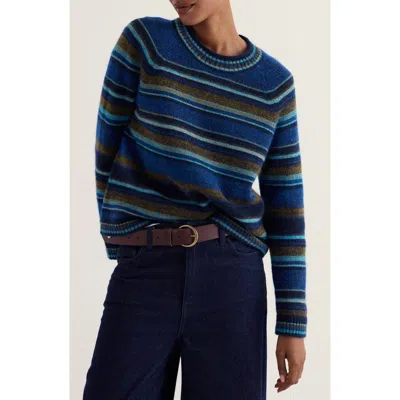 Seasalt Cornwall Quay Hill Striped Crewneck Sweater In Adrift Bright Marine Mix