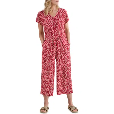 Seasalt Cornwall Rose Trellis Wide Leg Jumpsuit In Saltwater Ditsy Scarlet