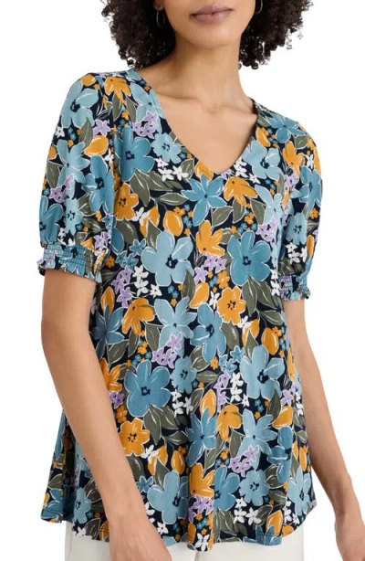 Seasalt Cornwall Rosehip Floral Top In Blue