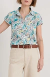 Seasalt Cornwall Rushmaker Garden Print Cap Sleeve Organic Cotton Voile Button-up Shirt In Garden Studio Sketch Chalk