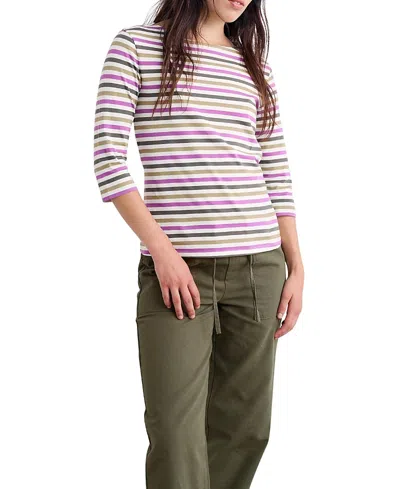 Seasalt Cornwall Sailor Boat Neck 3/4 Sleeve T-shirt In Multi