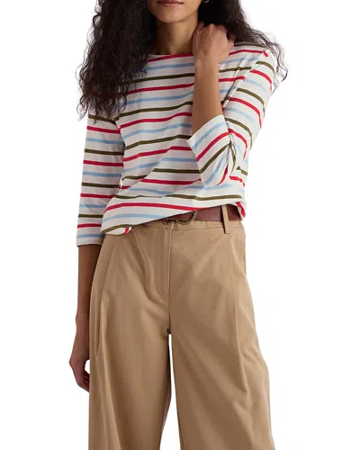 Seasalt Cornwall Sailor Boat Neck 3/4 Sleeve T-shirt In Multi