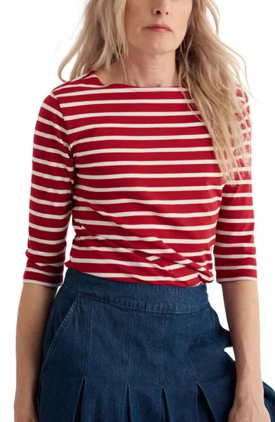Seasalt Cornwall Sailor Organic Cotton Breton T-shirt In Breton Fire Glow