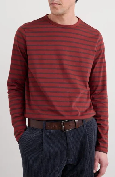 Seasalt Cornwall Sailor Stripe Long Sleeve Organic Cotton T-shirt In Red