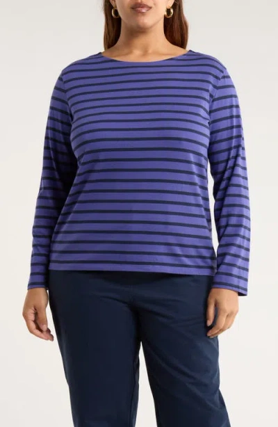Seasalt Cornwall Sailor Stripe Long Sleeve Organic Cotton T-shirt In Blue