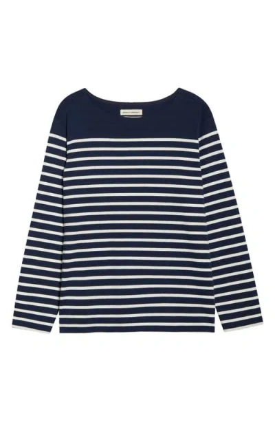 Seasalt Cornwall Sailor Stripe Long Sleeve Organic Cotton T-shirt In Blue