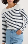 Seasalt Cornwall Sailor Stripe Long Sleeve Organic Cotton T-shirt In White