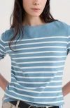 Seasalt Cornwall Sailor Stripe Long Sleeve Organic Cotton T-shirt In Falmouth Breton Horizon Chalk