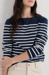 Seasalt Cornwall Sailor Stripe Long Sleeve Organic Cotton T-shirt In Falmouth Breton Maritime Chalk