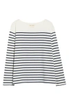 Seasalt Cornwall Sailor Stripe Long Sleeve Organic Cotton T-shirt In White