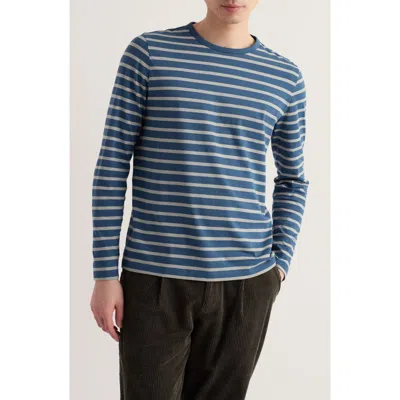 Seasalt Cornwall Sailor Stripe Long Sleeve Organic Cotton Top In Blue