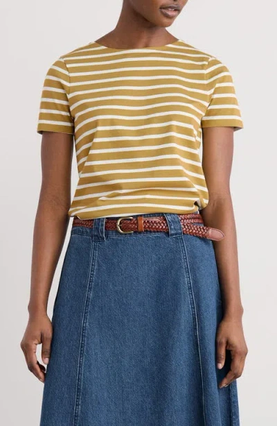 Seasalt Cornwall Sailor Stripe Organic Cotton T-shirt In Brown
