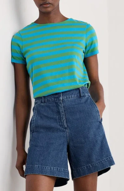 Seasalt Cornwall Sailor Stripe Organic Cotton T-shirt In Scallion Hedgerow