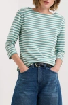 Seasalt Cornwall Sailor Stripe Organic Cotton Top In Green
