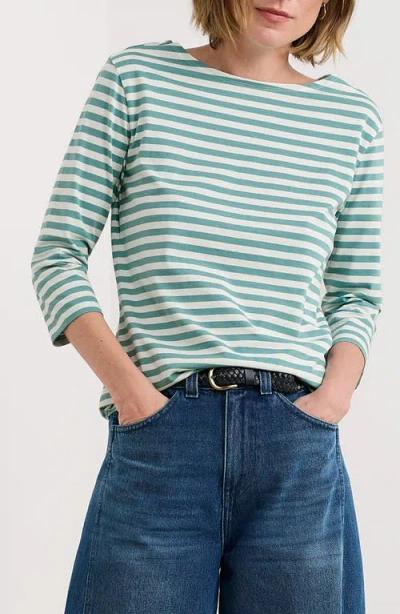 Seasalt Cornwall Sailor Stripe Organic Cotton Top In Green