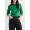Seasalt Cornwall Sailor Stripe Organic Cotton Top In Green