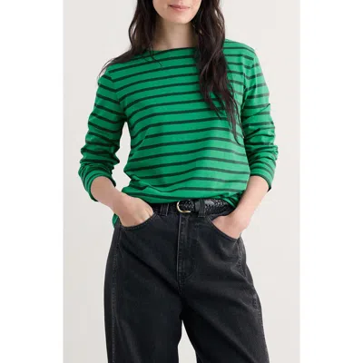 Seasalt Cornwall Sailor Stripe Organic Cotton Top In Green