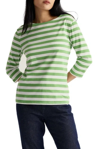 Seasalt Cornwall Sailor Stripe Organic Cotton Top In Green