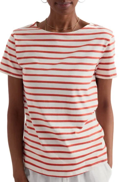 Seasalt Cornwall Sailor Stripe Organic Cotton T-shirt In Red