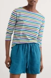 Seasalt Cornwall Sailor Stripe Three Quarter Sleeve Organic Cotton T-shirt