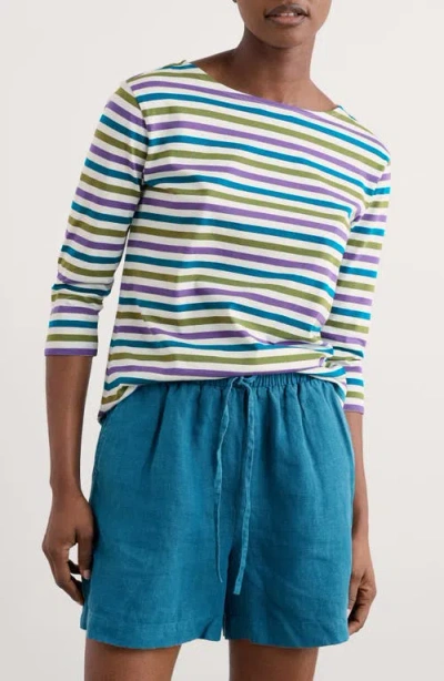 Seasalt Cornwall Sailor Stripe Three Quarter Sleeve Organic Cotton T-shirt