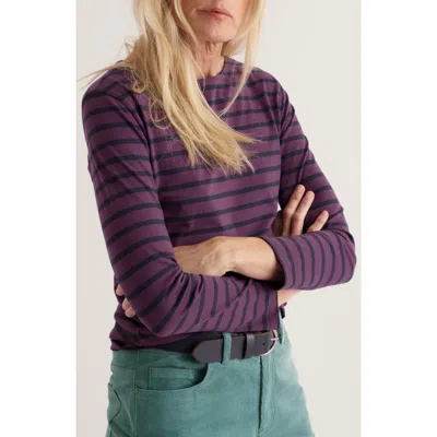Seasalt Cornwall Sailor Striped Organic Cotton Top In Breton Loganberry
