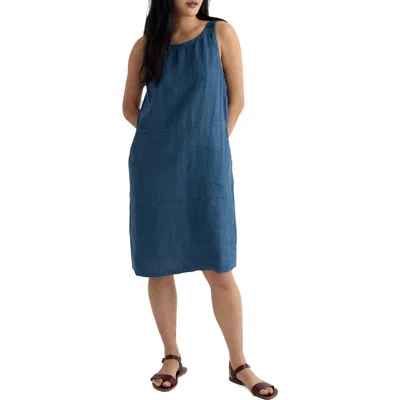 Seasalt Cornwall Salt Weave Linen Pinafore Dress In Blue