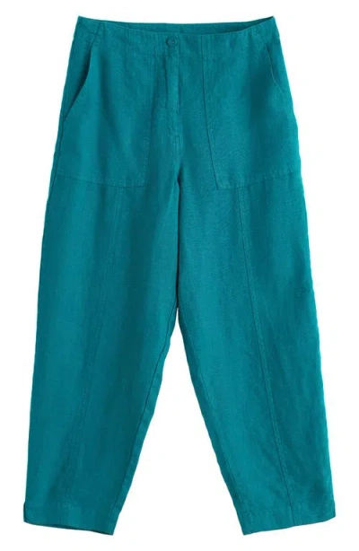 Seasalt Cornwall Saltings Cropped Linen Pants In Blue