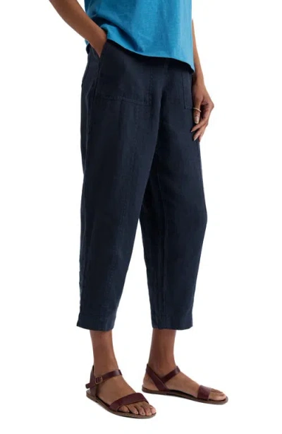 Seasalt Cornwall Saltings Cropped Linen Pants In Blue