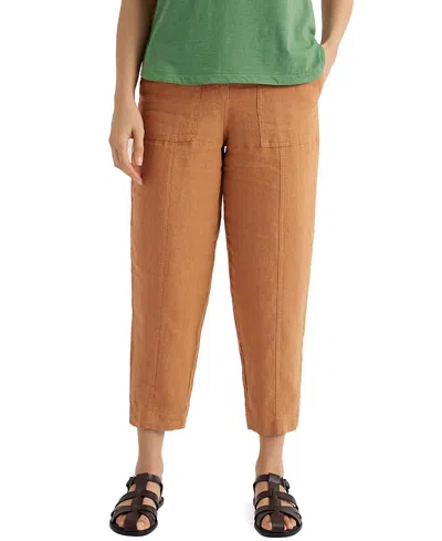 Seasalt Cornwall Saltings Linen Cropped Trousers In Brown