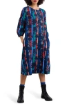 Seasalt Cornwall Sea Call Floral Stripe Linen Blend Midi Dress In Camellia Stripe Ink