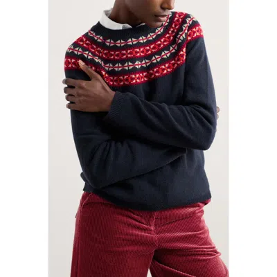 Seasalt Cornwall Sea's Edge Fair Isle Merino Wool Blend Crewneck Sweater In Multi