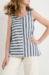 Seasalt Cornwall Sea Kissed Stripe Sleeveless Organic Cotton Swing Top In Scallion Stripe Yacht