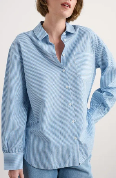 Seasalt Cornwall Sea Path Oversize Organic Cotton Poplin Button-up Shirt In Blue