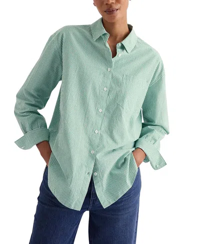 Seasalt Cornwall Sea Path Oversized Poplin Shirt In Green
