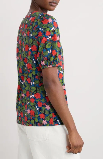 Seasalt Cornwall Seaberry Floral Puff Sleeve Top In Green