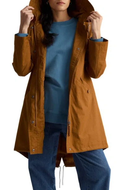 Seasalt Cornwall Seafaring Waterproof Linen & Cotton Hooded Coat In Brown
